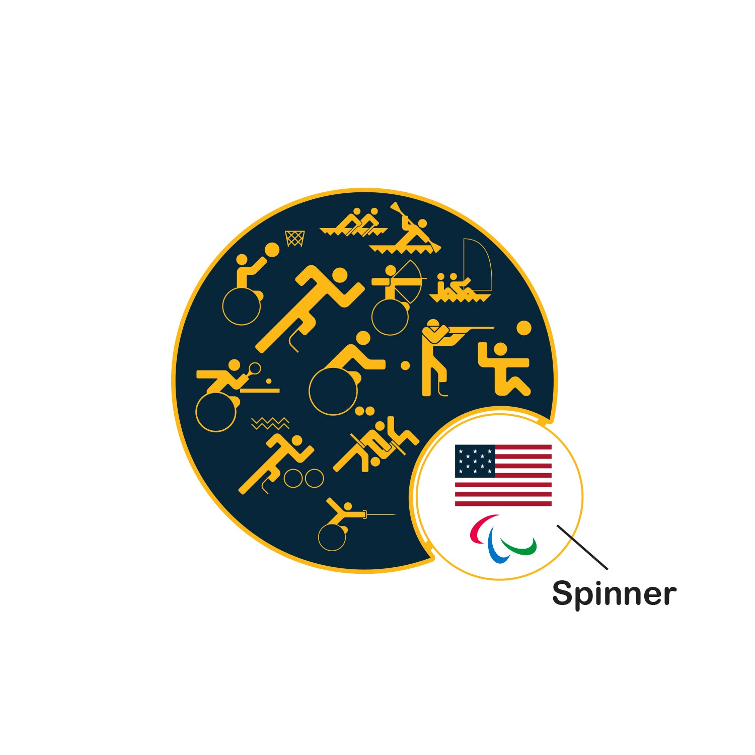 2024 Paris Paralympics Team USA Pictogram Spinner Lapel Pin