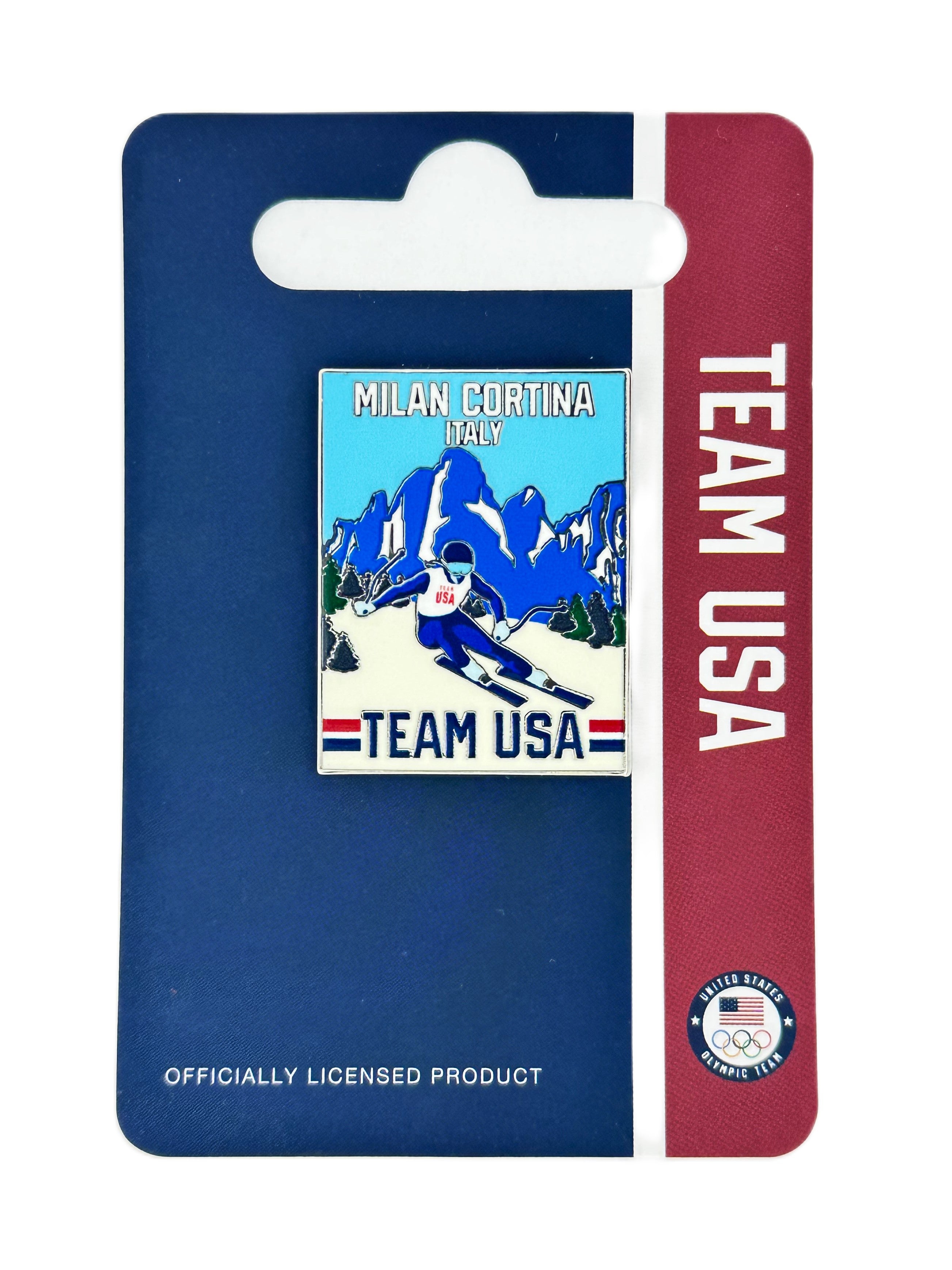 Team USA Milan Cortina Vintage Ski Poster Pin