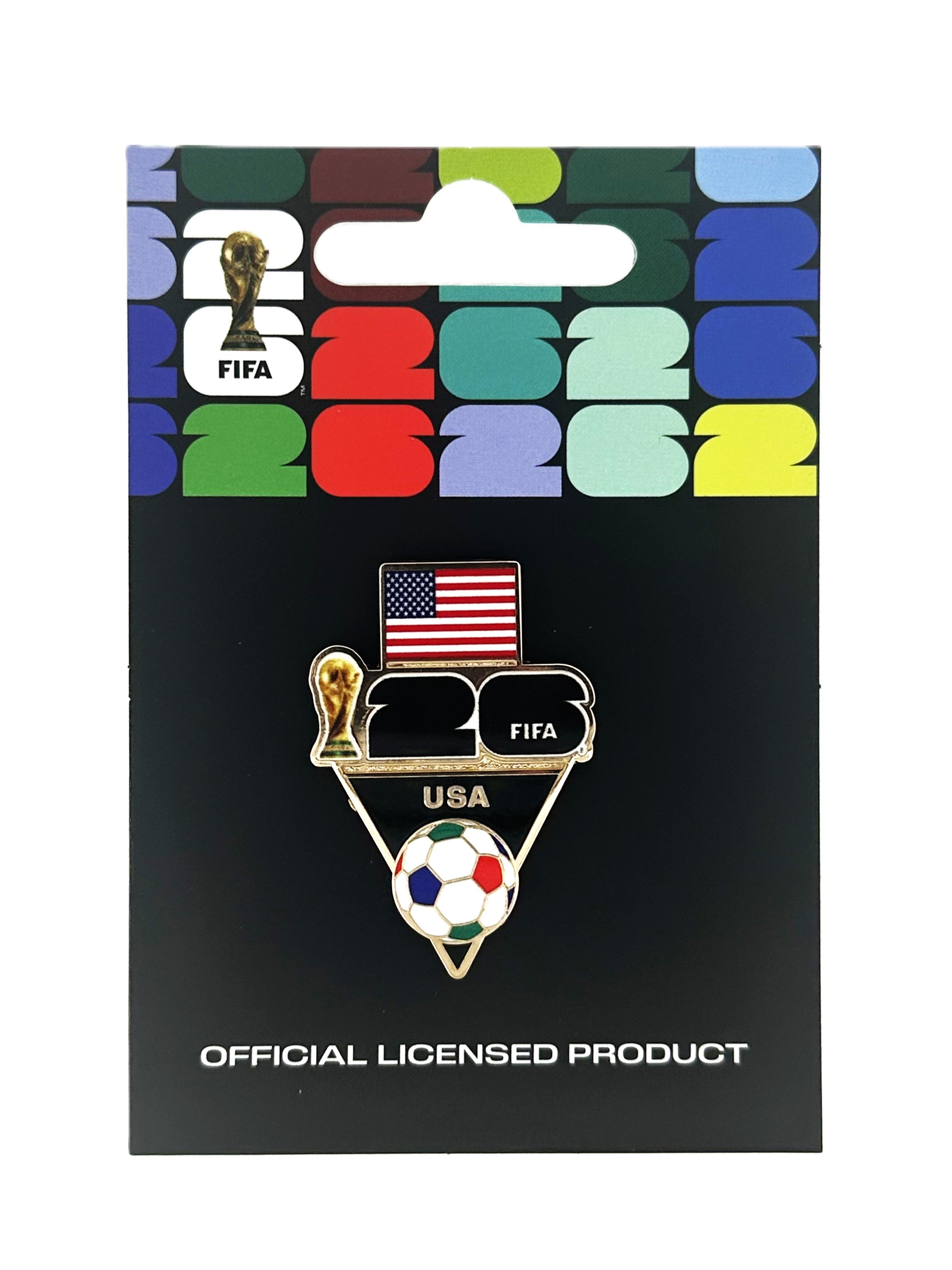 FIFA 2026 World Cup USA Flag and Ball Host Country Pin