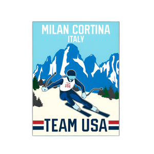 Team USA Milan Cortina Vintage Ski Poster Pin