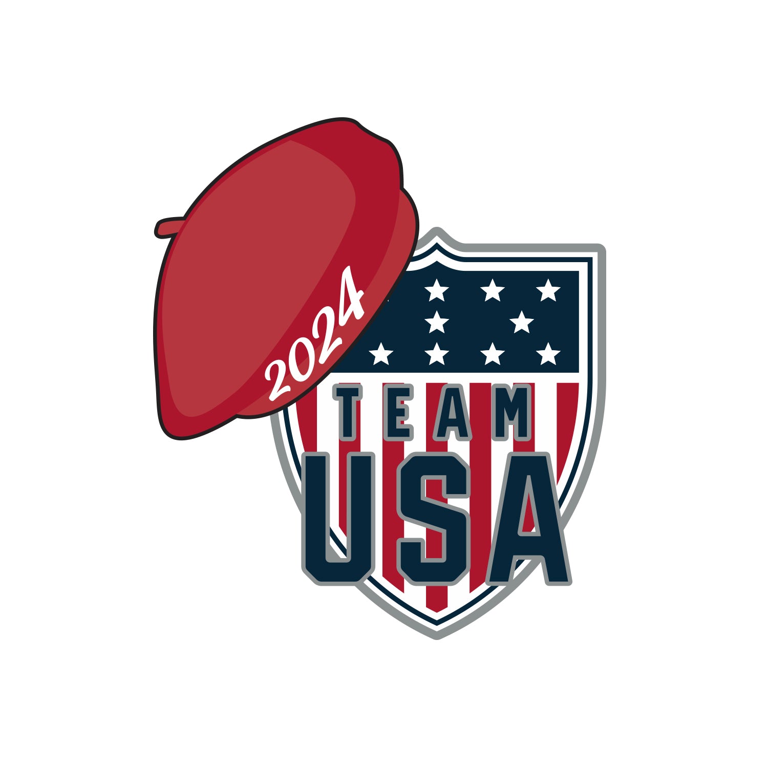 2024 Paris Olympics Team USA Beret Lapel Pin honavusa