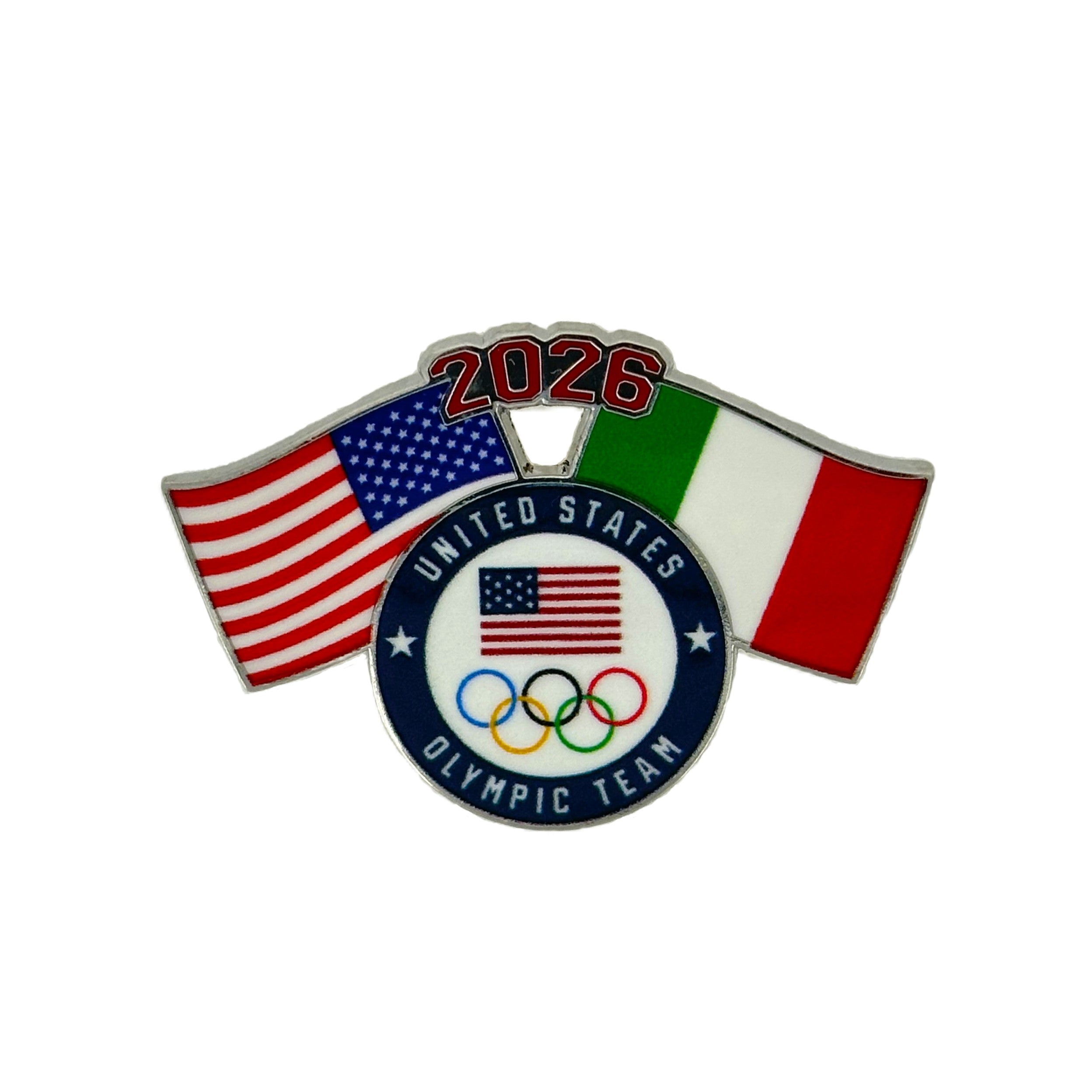 Team USA 2026 Winter Olympics Dual Flag Pin