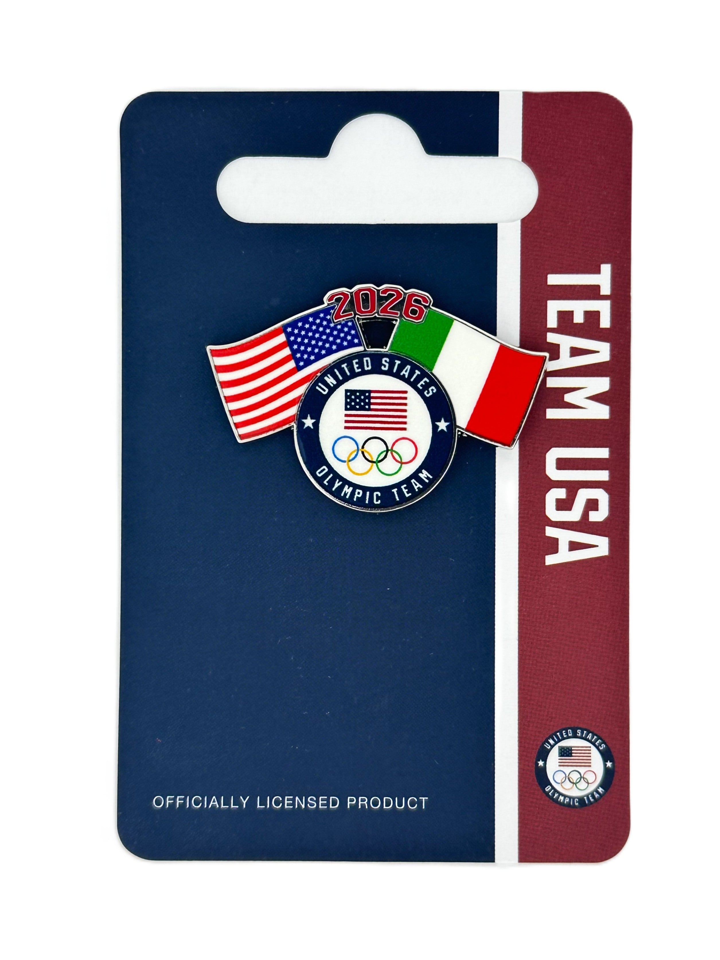 Team USA 2026 Winter Olympics Dual Flag Pin