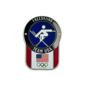Team USA Freeskiing Pictogram Glitter Pin