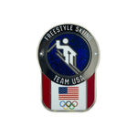 Load image into Gallery viewer, Team USA Freestyle Skiing Pictogram Glitter Pin
