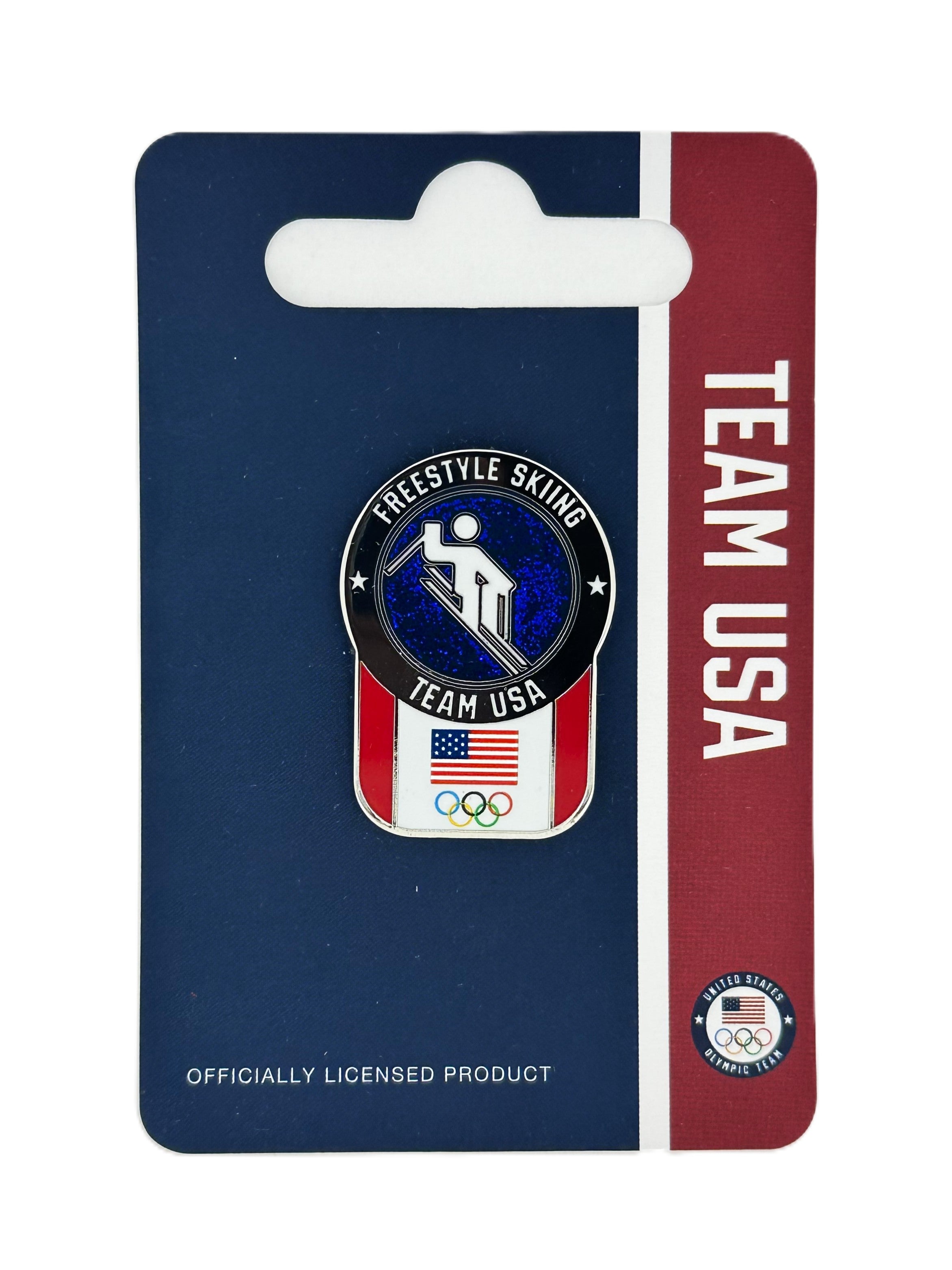 Team USA Freestyle Skiing Pictogram Glitter Pin