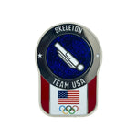 Load image into Gallery viewer, Team USA Skeleton Pictogram Glitter Pin
