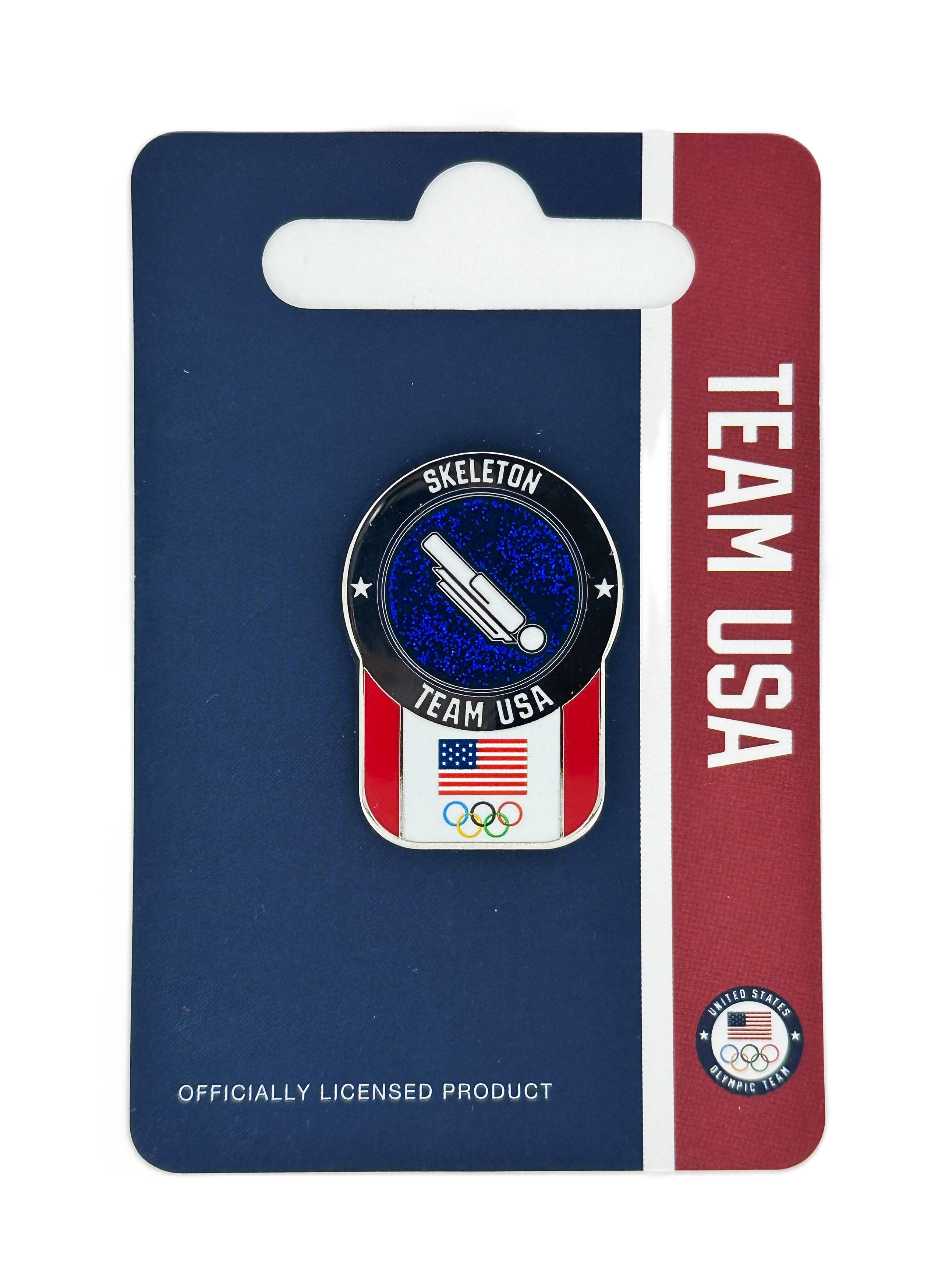 Team USA Skeleton Pictogram Glitter Pin