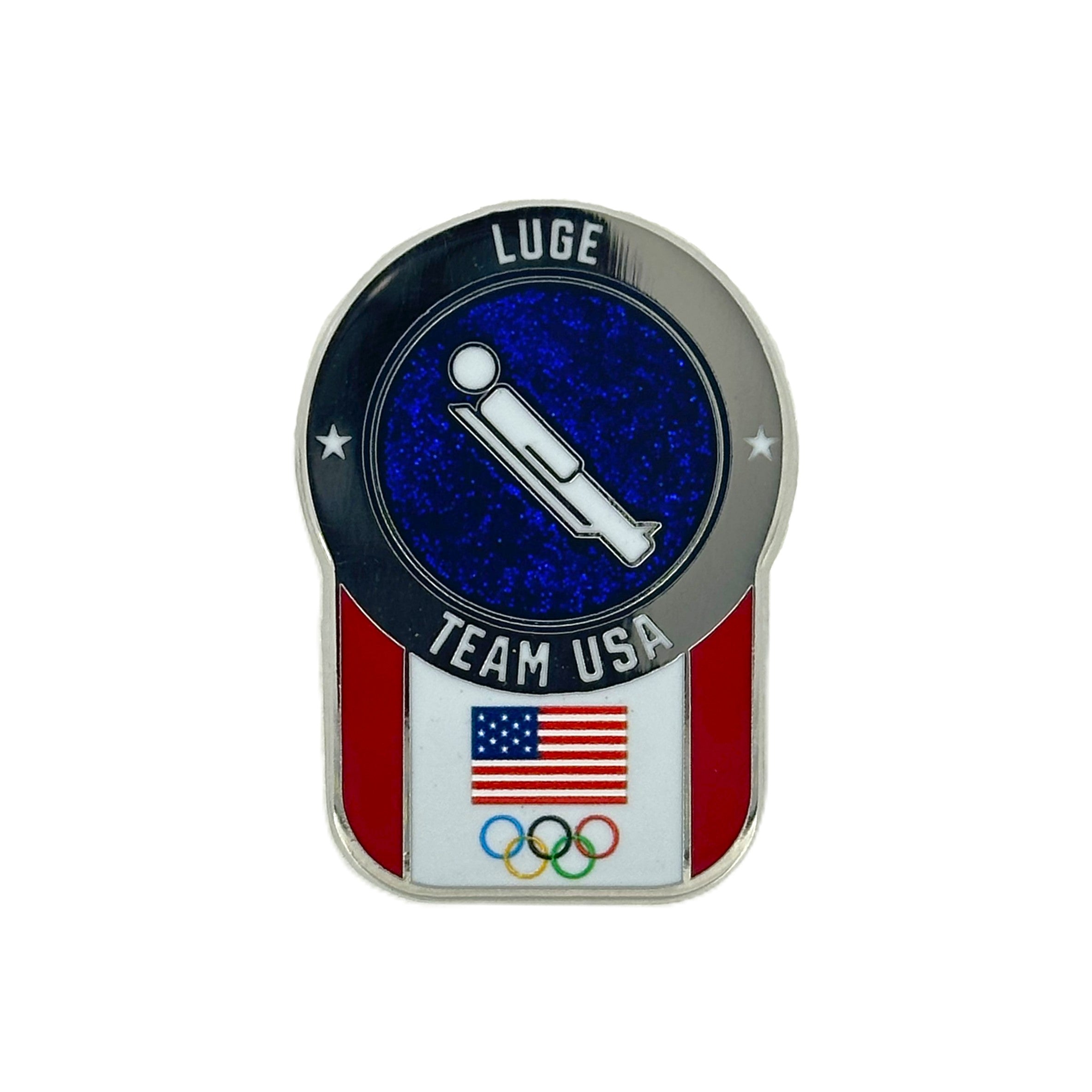 Team USA Luge Pictogram Glitter Pin