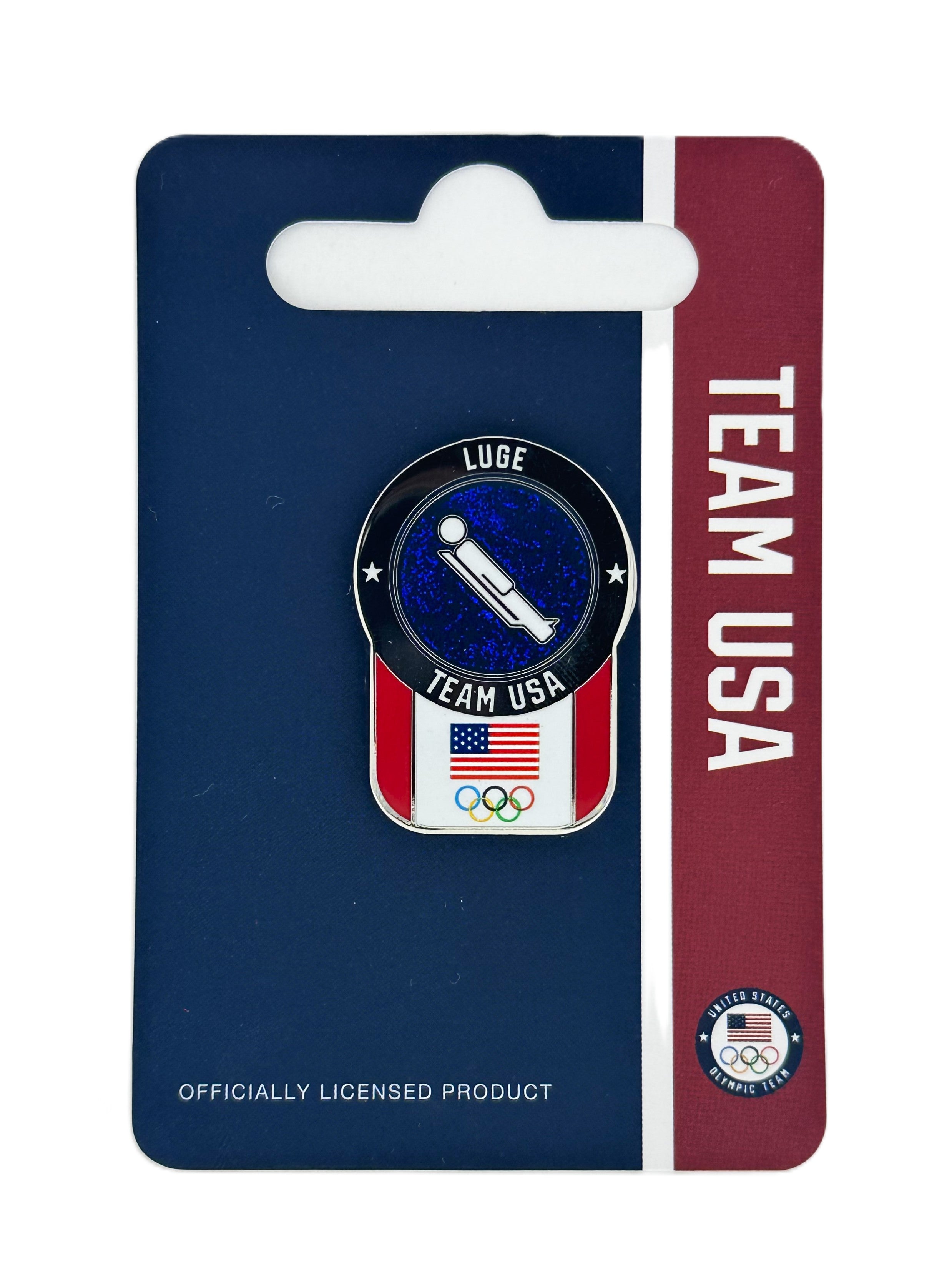 Team USA Luge Pictogram Glitter Pin