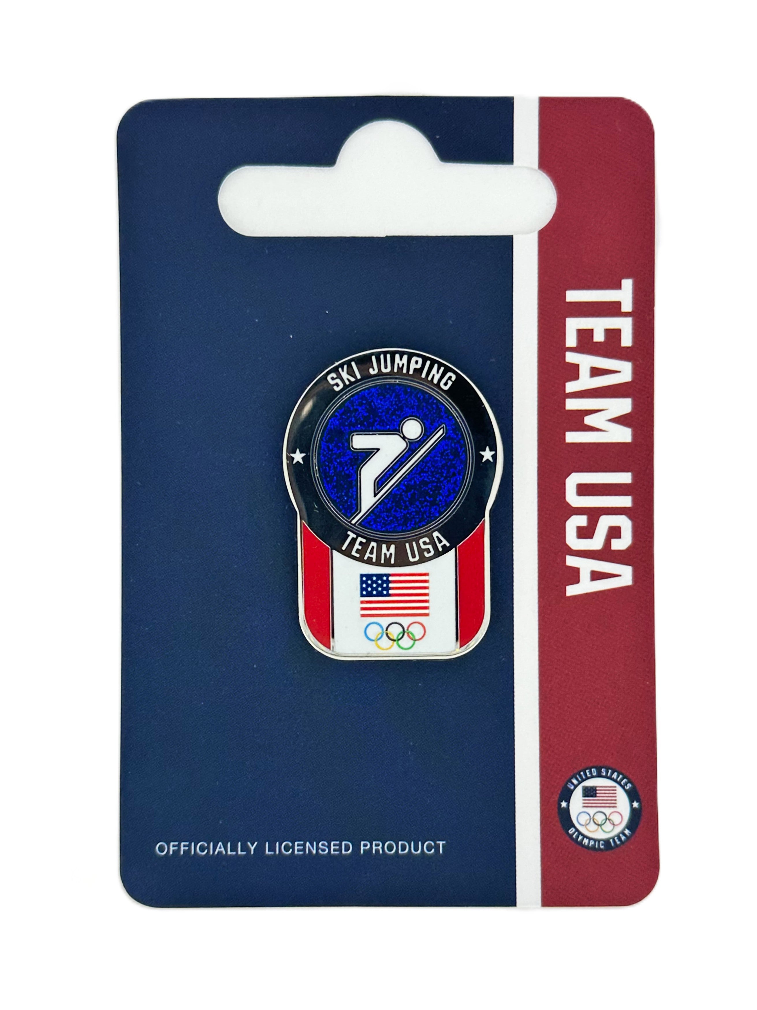 Team USA Ski Jumping Pictogram Glitter Pin