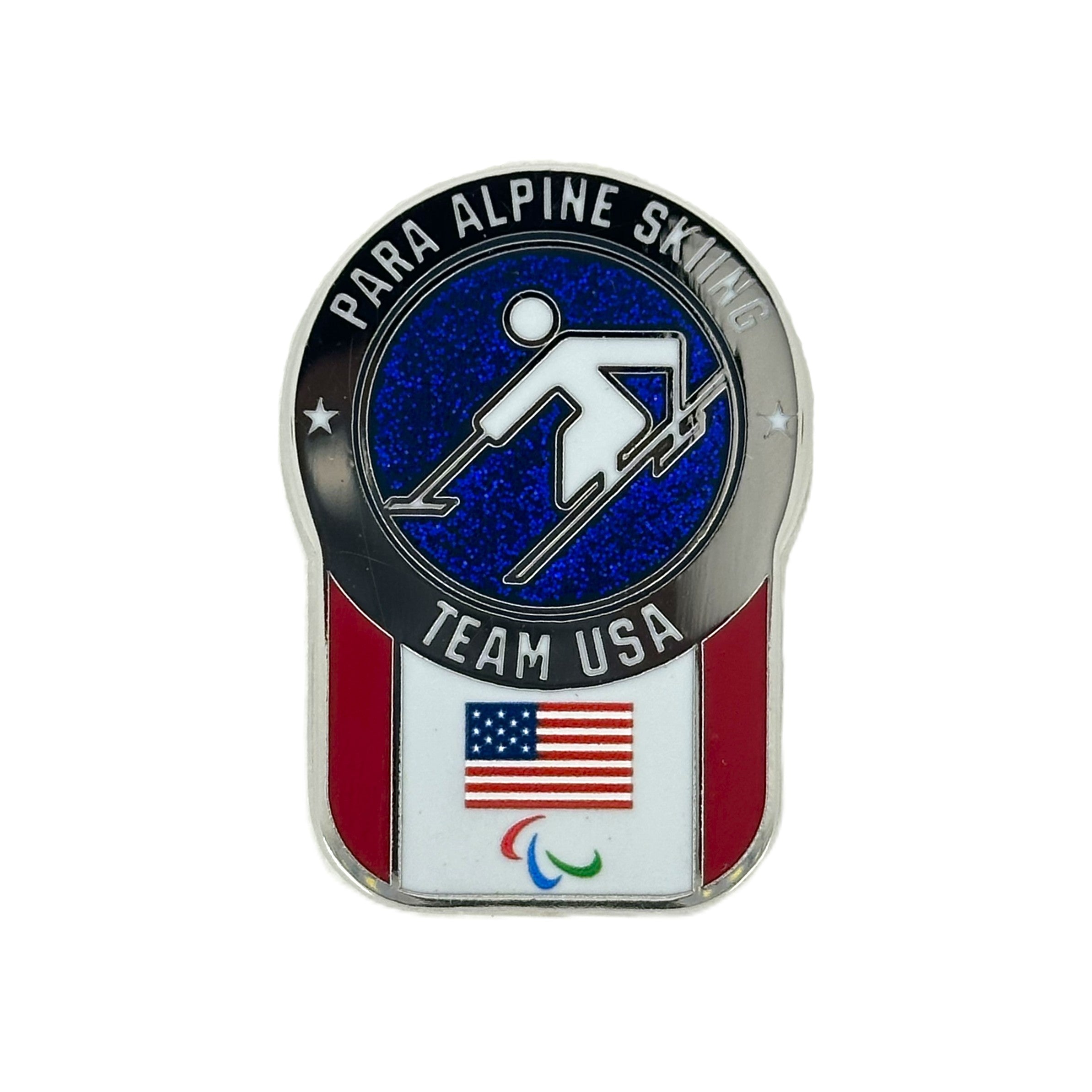 Team USA Para Alpine Skiing Pictogram Glitter Pin