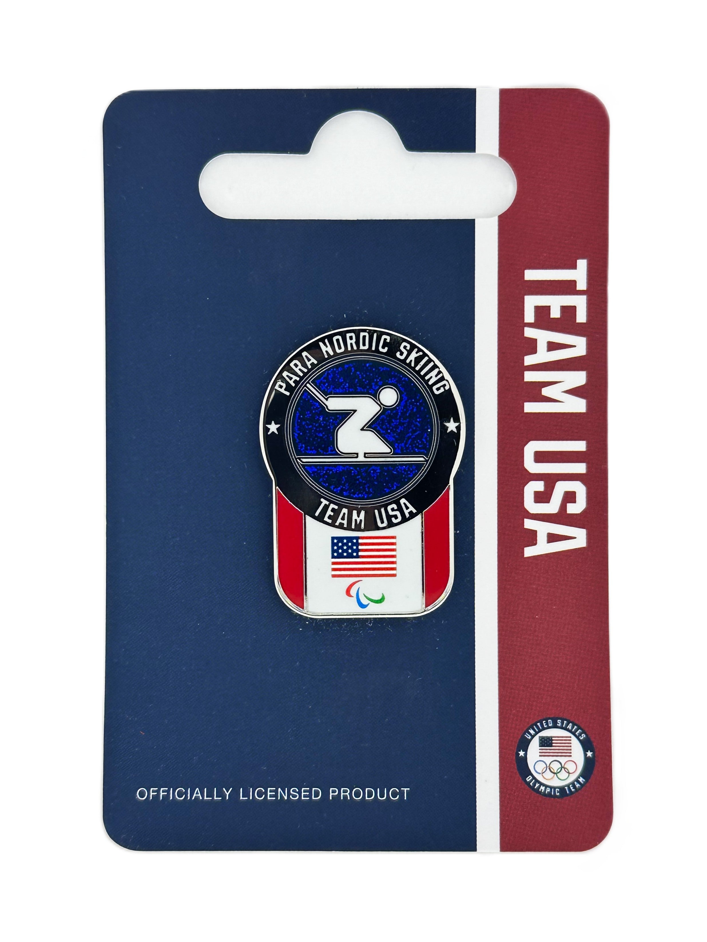 Team USA Para Nordic Skiing Pictogram Glitter Pin