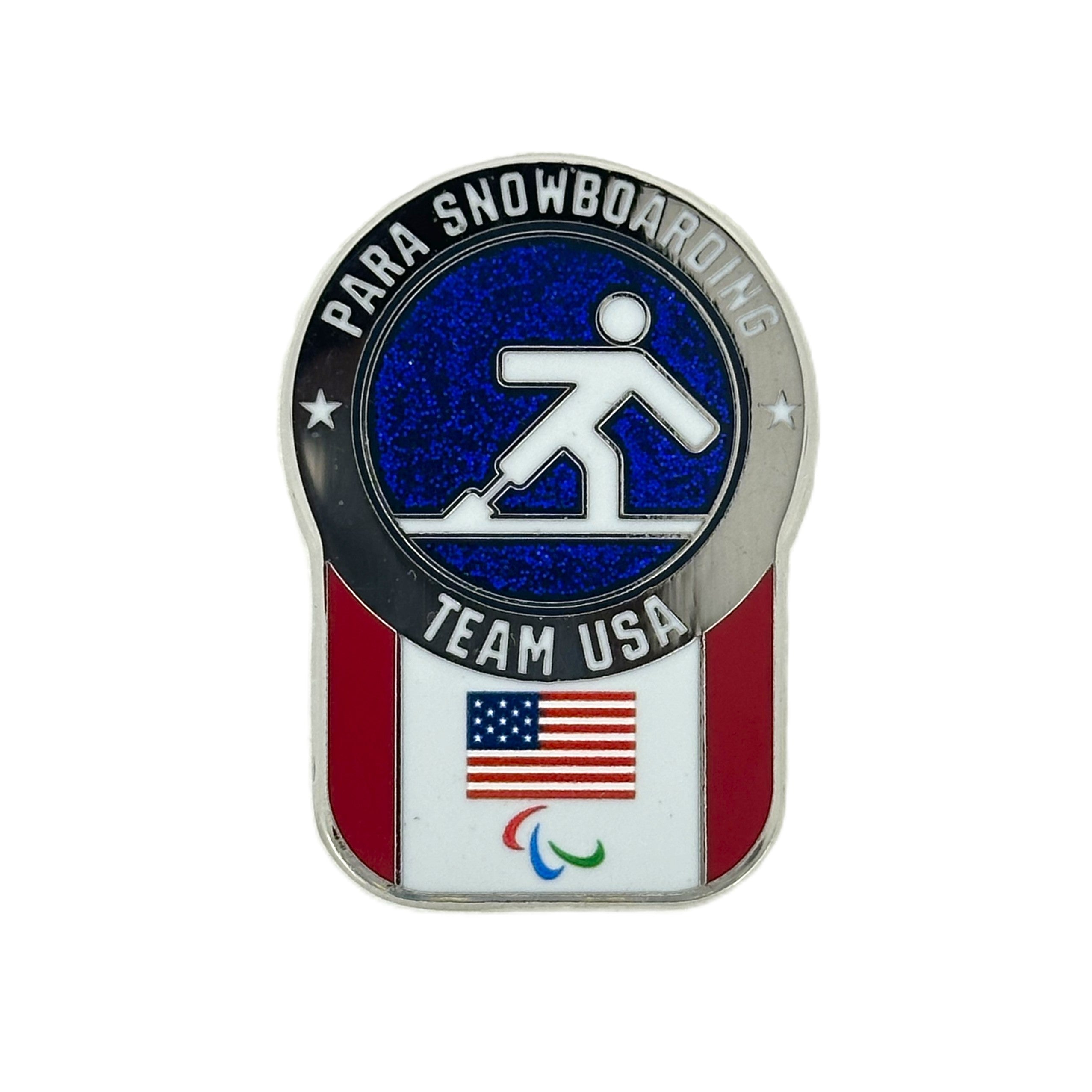 Team USA Para Snowboarding Pictogram Glitter Pin