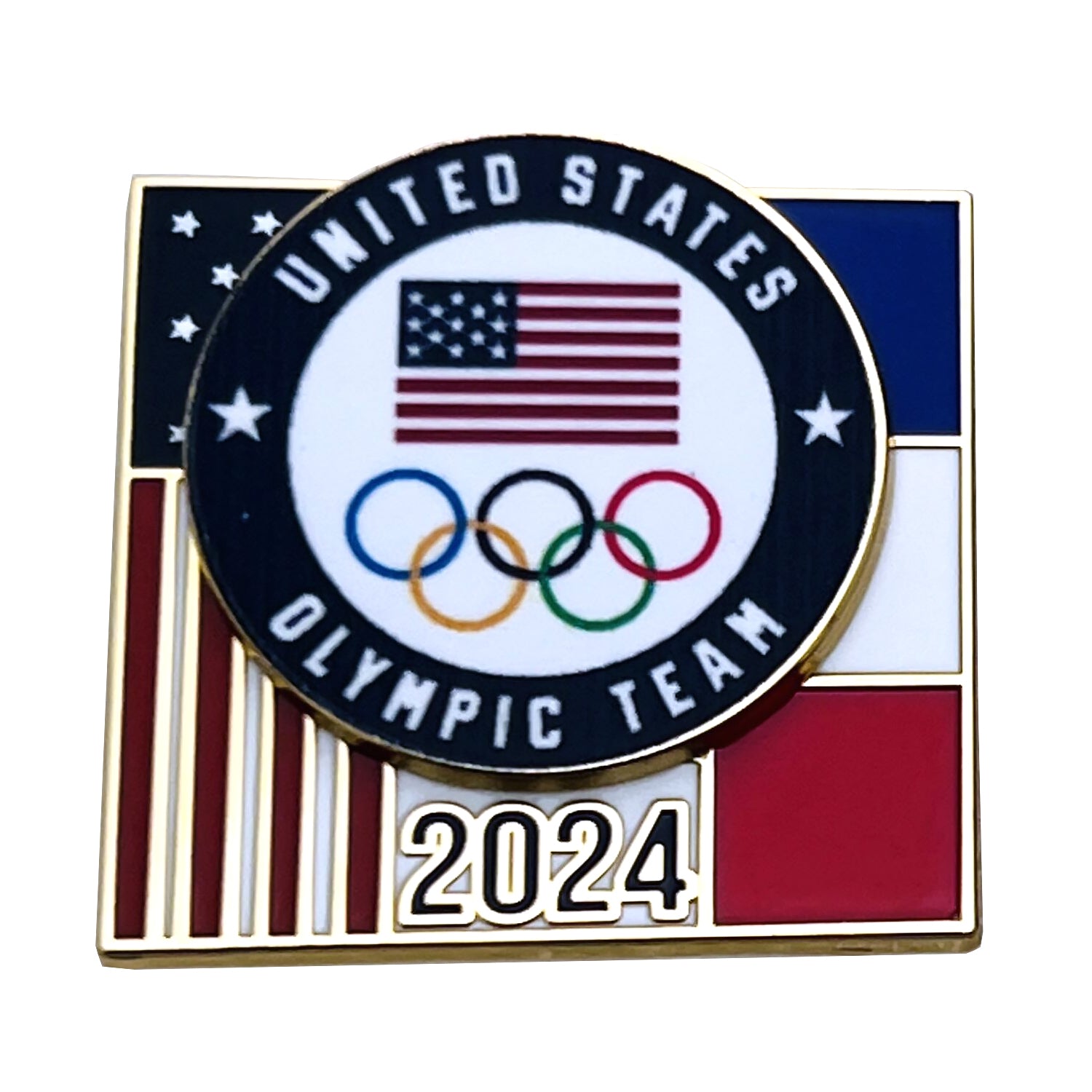 2025 Paris Olympics Team USA French Dual Flags Lapel Pin honavusa