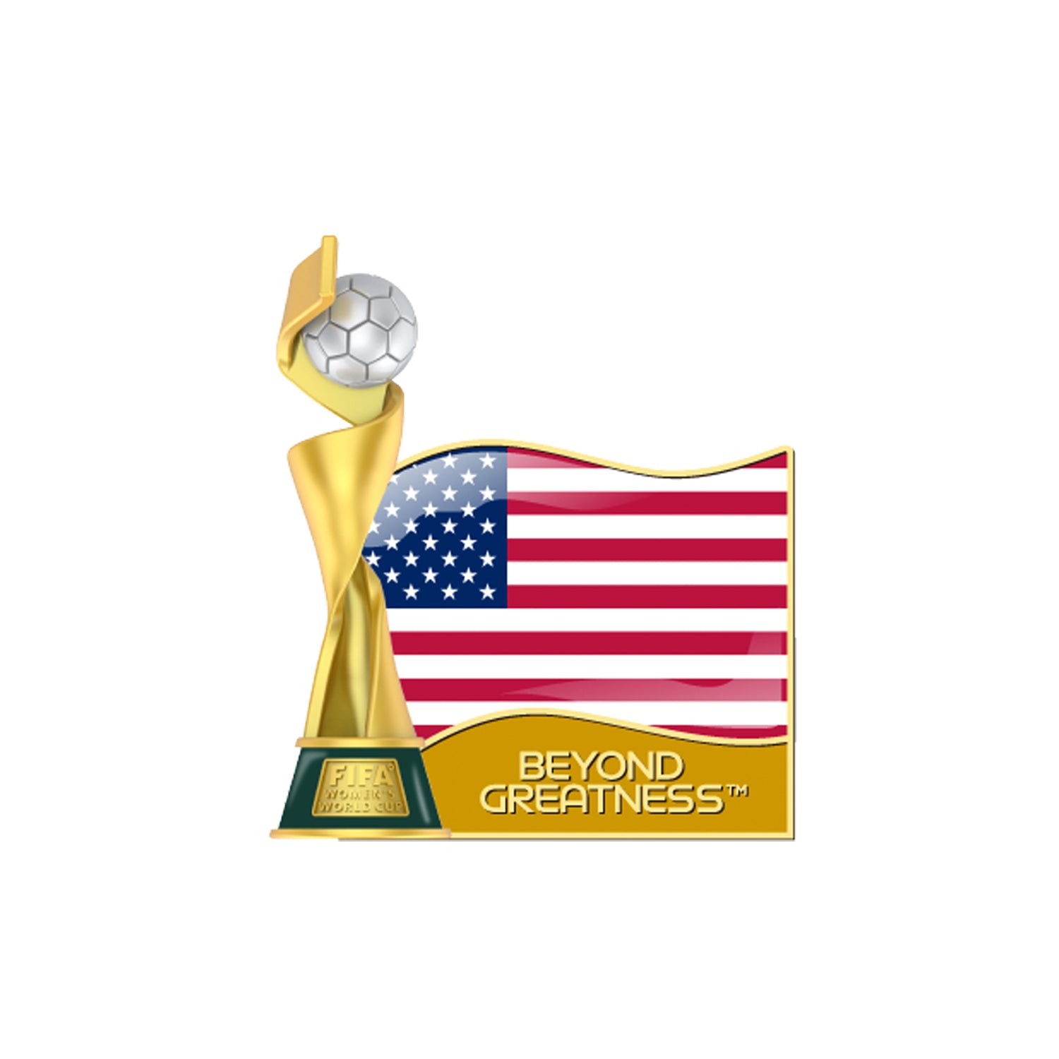 2023 FIFA Women's World Cup Australia 2.5D Trophy Pin USA Flag