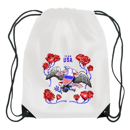 USOPC Team USA Logo Eagle with Roses Drawstring Backpack