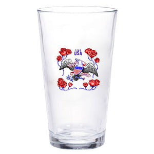 USOPC Team USA Logo Eagle With Roses 16 oz Pint Glass